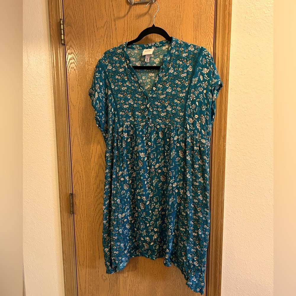 Teal printed hippie dress